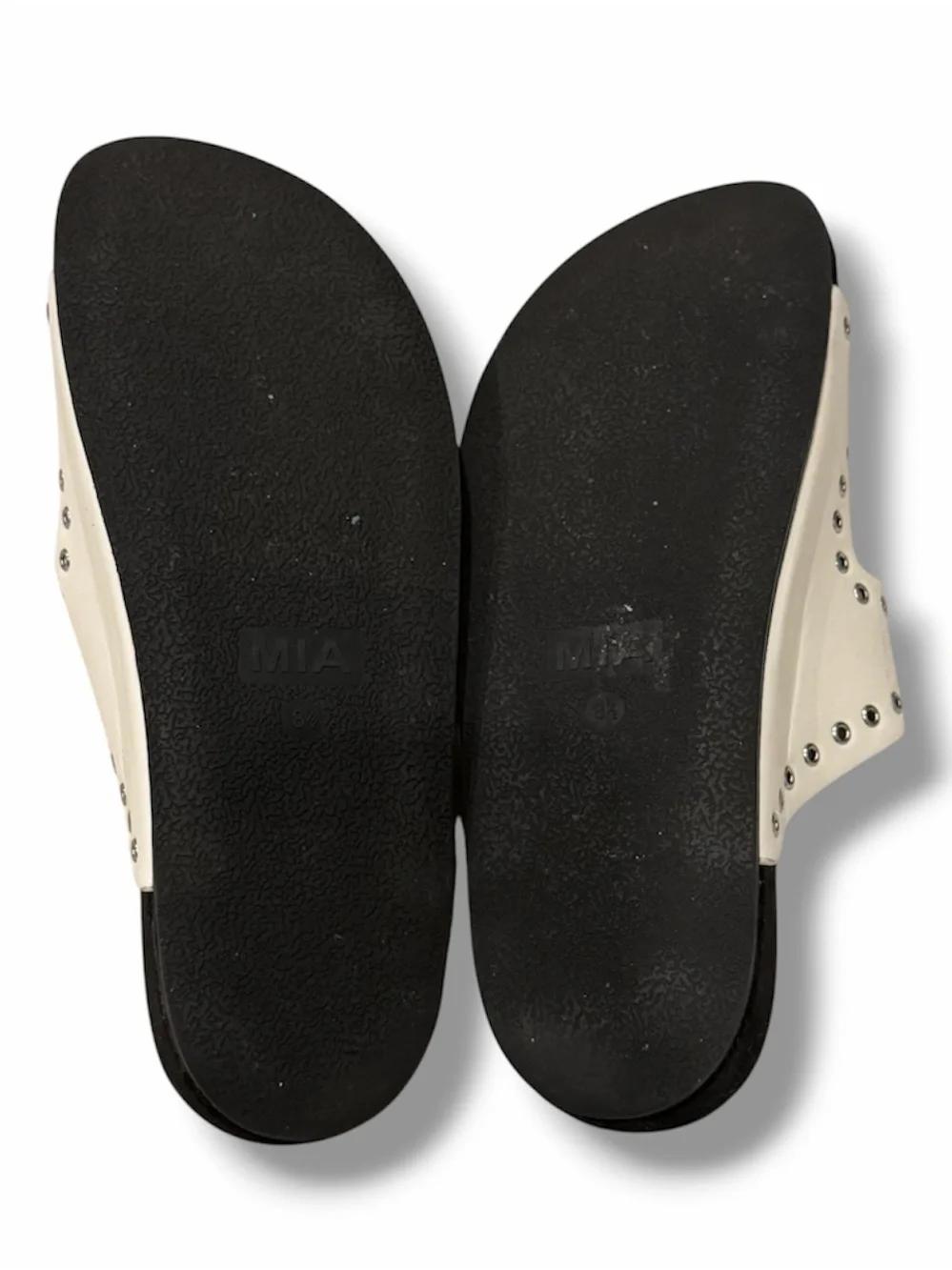 MIA White Studded Double Buckle Slide Sandals Women's Size 8.5 Moto